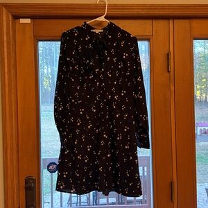 LOFT Navy Dress with Yellow Floral Accents